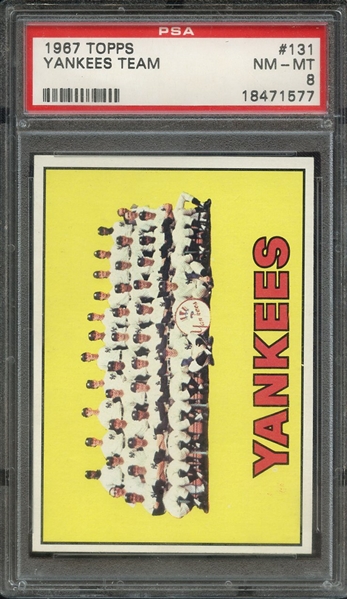 1967 TOPPS 131 YANKEES TEAM PSA NM-MT 8