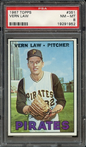 1967 TOPPS 351 VERN LAW PSA NM-MT 8