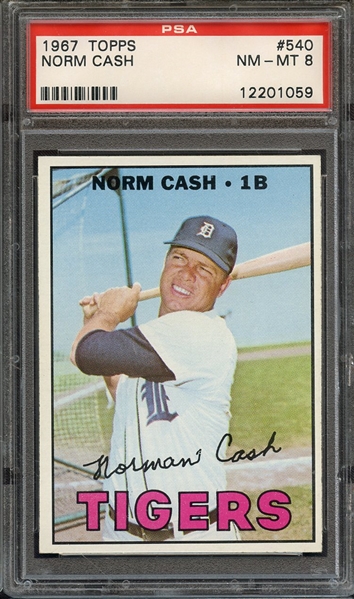 1967 TOPPS 540 NORM CASH PSA NM-MT 8