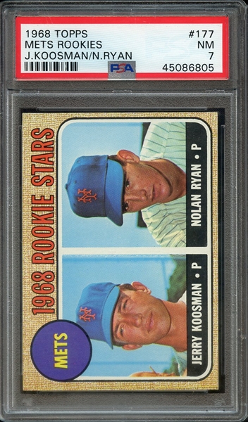 1968 TOPPS 177 METS ROOKIES J.KOOSMAN/N.RYAN PSA NM 7