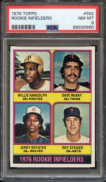 1976 TOPPS 592 ROOKIE INFIELDERS PSA NM-MT 8