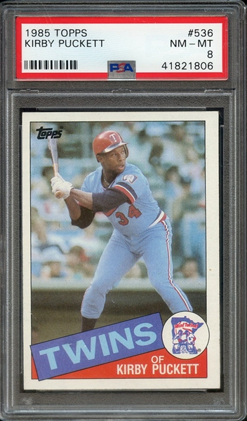 1985 TOPPS 536 KIRBY PUCKETT PSA NM-MT 8