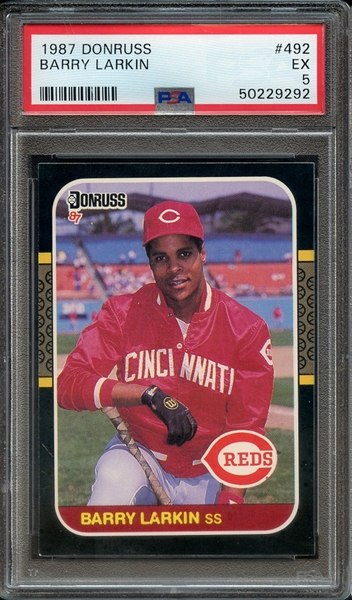 1987 DONRUSS 492 BARRY LARKIN PSA EX 5