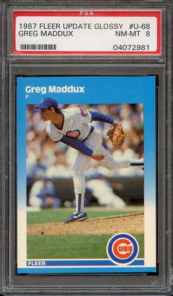 1987 FLEER UPDATE GLOSSY U-68 GREG MADDUX GLOSSY PSA NM-MT 8