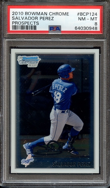 2010 BOWMAN CHROME PROSPECTS BCP124 SALVADOR PEREZ PROSPECTS PSA NM-MT 8