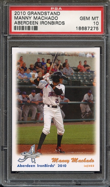 2010 GRANDSTAND ABERDEEN IRONBIRDS UPDATE MANNY MACHADO IRONBIRDS UPDATE PSA GEM MT 10