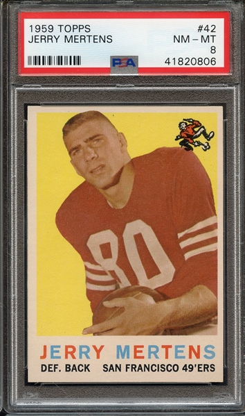 1959 TOPPS 42 JERRY MERTENS PSA NM-MT 8