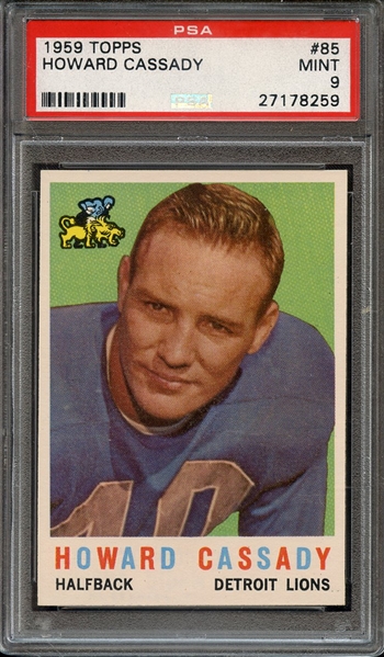 1959 TOPPS 85 HOWARD CASSADY PSA MINT 9