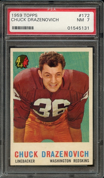 1959 TOPPS 172 CHUCK DRAZENOVICH PSA NM 7