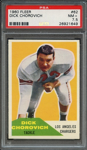 1960 FLEER 62 DICK CHOROVICH PSA NM+ 7.5