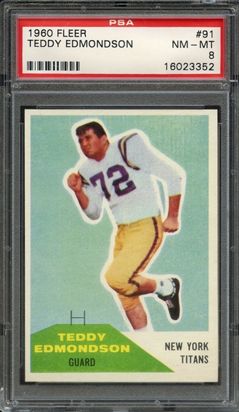 1960 FLEER 91 TEDDY EDMONDSON PSA NM-MT 8