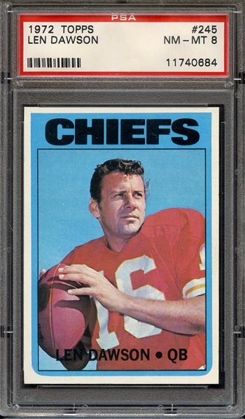 1972 TOPPS 245 LEN DAWSON PSA NM-MT 8