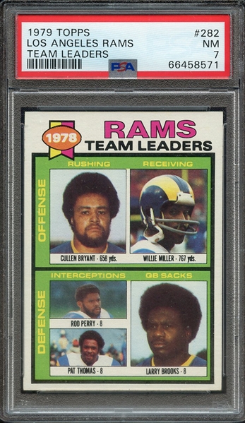 1979 TOPPS 282 LOS ANGELES RAMS TEAM LEADERS PSA NM 7