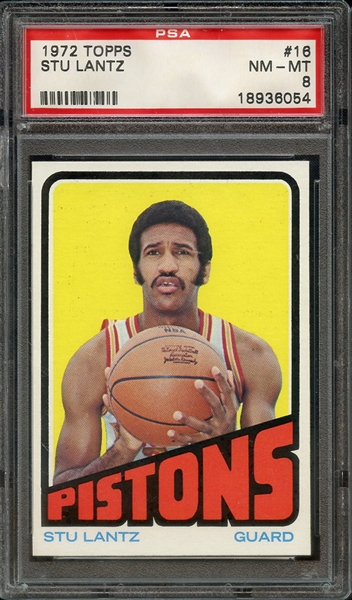 1972 TOPPS 16 STU LANTZ PSA NM-MT 8