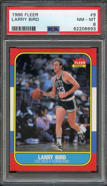 1986 FLEER 9 LARRY BIRD PSA NM-MT 8