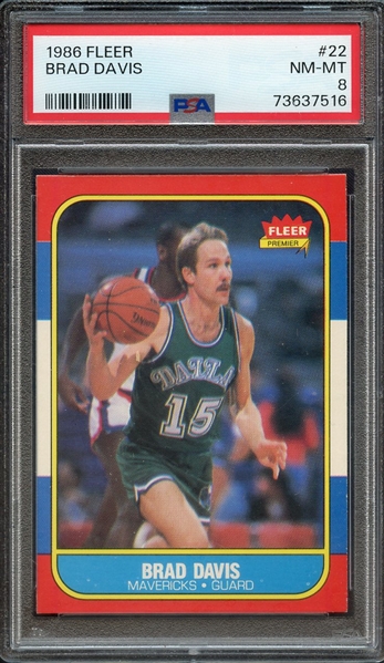 1986 FLEER 22 BRAD DAVIS PSA NM-MT 8