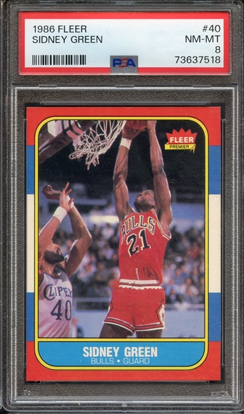 1986 FLEER 40 SIDNEY GREEN PSA NM-MT 8