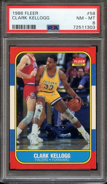 1986 FLEER 58 CLARK KELLOGG PSA NM-MT 8