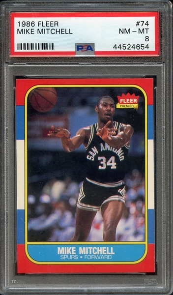 1986 FLEER 74 MIKE MITCHELL PSA NM-MT 8