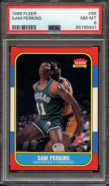 1986 FLEER 86 SAM PERKINS PSA NM-MT 8