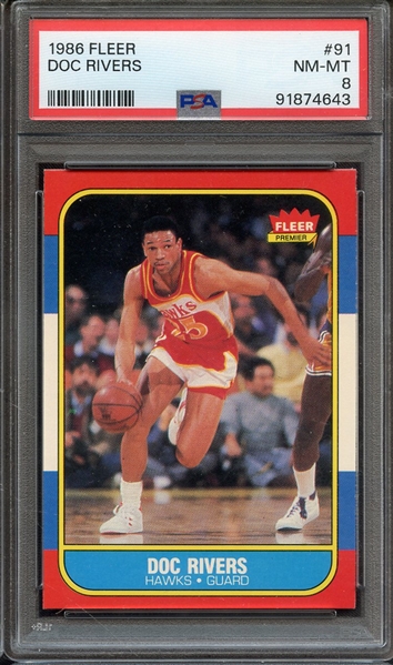 1986 FLEER 91 DOC RIVERS PSA NM-MT 8