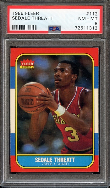 1986 FLEER 112 SEDALE THREATT PSA NM-MT 8