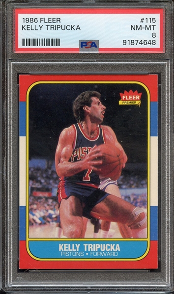 1986 FLEER 115 KELLY TRIPUCKA PSA NM-MT 8