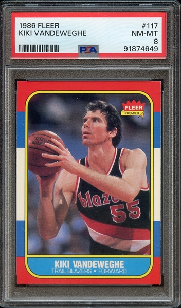 1986 FLEER 117 KIKI VANDEWEGHE PSA NM-MT 8