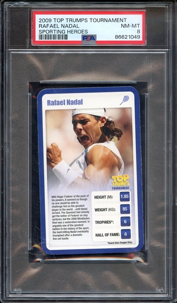 2009 TOP TRUMPS TOURNAMENT SPORTING HEROES RAFAEL NADAL SPORTING HEROES PSA NM-MT 8