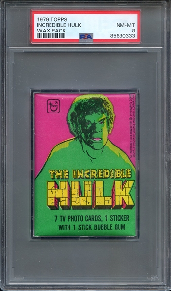 1979 TOPPS INCREDIBLE HULK WAX PACK INCREDIBLE HULK WAX PACK PSA NM-MT 8