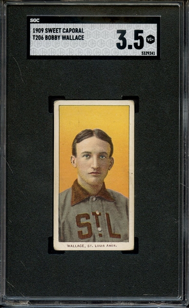 1909 T206 SWEET CAPORAL BOBBY WALLACE SGC VG+ 3.5