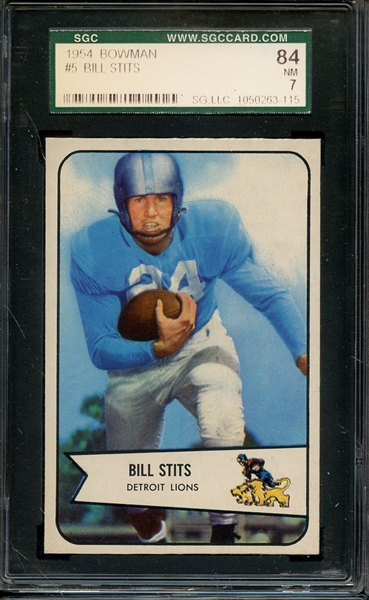 1954 BOWMAN 5 BILL STITS SGC NM 84 / 7