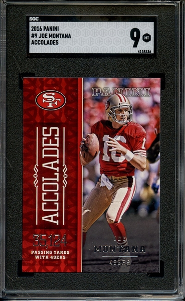 2016 PANINI ACCOLADES 9 JOE MONTANA SGC MINT 9