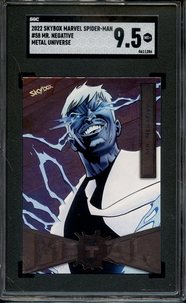 2022 SKYBOX MARVEL SPIDERMAN METAL UNIVERSE 58 MR. NEGATIVE SGC MINT+ 9.5