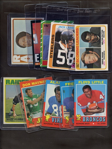 (10) 1970'S & 80'S FOOTBALL LOT W/ HOFERS PAYTON ELWAY ETC