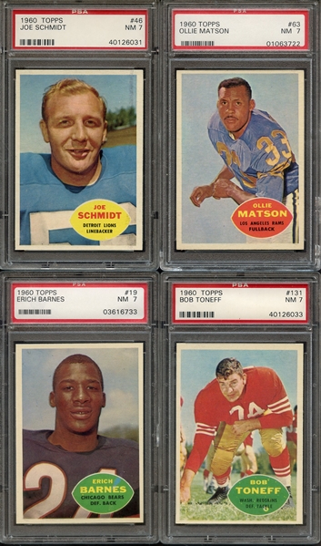 (4) 1960 TOPPS FOOTBALL LOT PSA NM 7