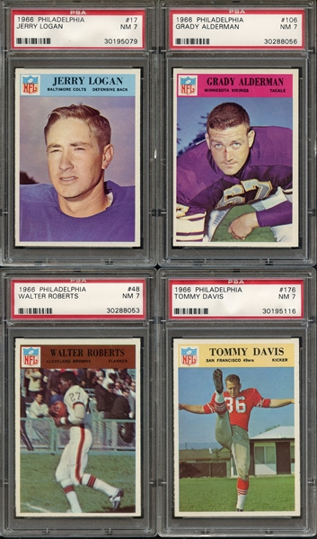 (4) 1966 PHILADELPHIA FOOTBALL LOT PSA NM 7