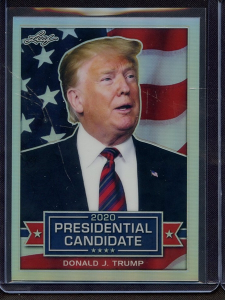 2019 LEAF 2020 PRESIDENTIAL CANDIDATE SILVER PRISMATIC DONALD J TRUMP