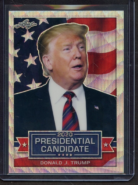 2019 LEAF 2020 PRESIDENTIAL CANDIDATE SILVER PRISMATIC WAVE DONALD J TRUMP