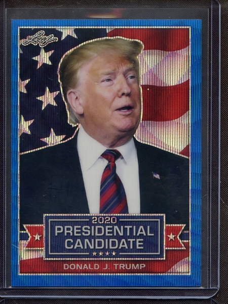 2019 LEAF 2020 PRESIDENTIAL CANDIDATE BLUE PRISMATIC WAVE DONALD J TRUMP 9/20