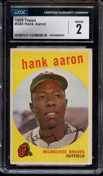 1959 TOPPS 380 HANK AARON CGC GOOD 2