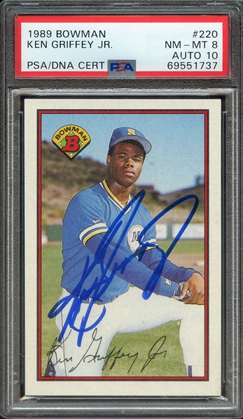 1989 BOWMAN 220 KEN GRIFFEY JR PSA NM-MT 8 PSA/DNA AUTO 10