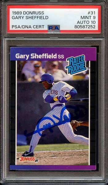 1989 DONRUSS 31 SIGNED GARY SHEFFIELD PSA MINT 9 PSA/DNA AUTO 10