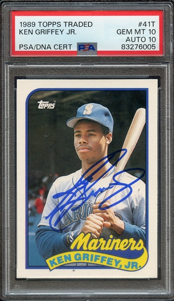 1989 TOPPS TRADED 41T SIGNED KEN GRIFFEY JR PSA GEM MT 10 PSA/DNA AUTO 10