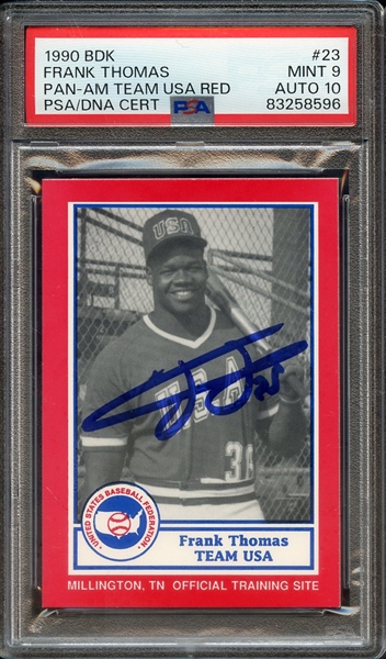 1990 BDK 23 SIGNED FRANK THOMAS PSA MINT 9 PSA/DNA AUTO 10