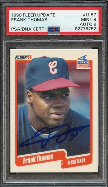 1990 FLEER UPDATE U87 SIGNED FRANK THOMAS PSA MINT 9 PSA/DNA AUTO 9