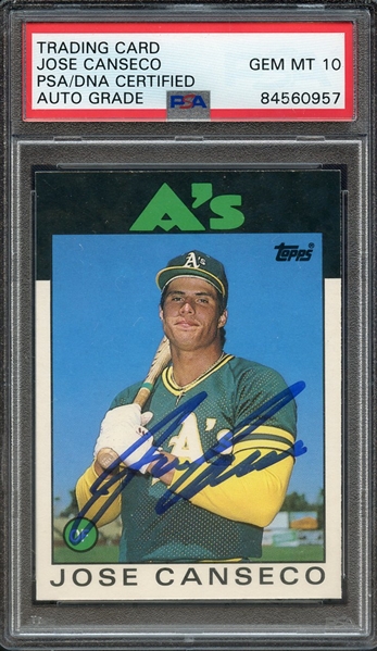 1986 TOPPS TRADED 20T SIGNED JOSE CANSECO PSA/DNA AUTO 10