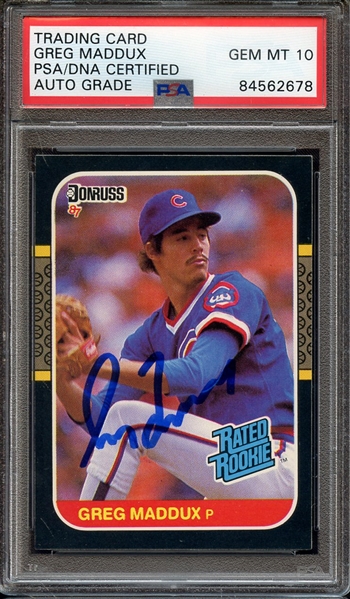 1987 DONRUSS 36 SIGNED GREG MADDUX PSA/DNA AUTO 10