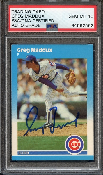 1987 FLEER UPDATE U68 SIGNED GREG MADDUX PSA/DNA AUTO 10