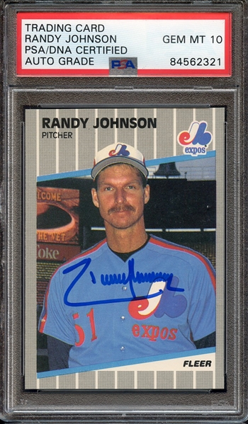 1989 FLEER 381 SIGNED RANDY JOHNSON PSA/DNA AUTO 10